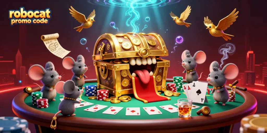 Engage with the exciting robocat promo code scene filled with vibrant casino elements and adventurous mice.
